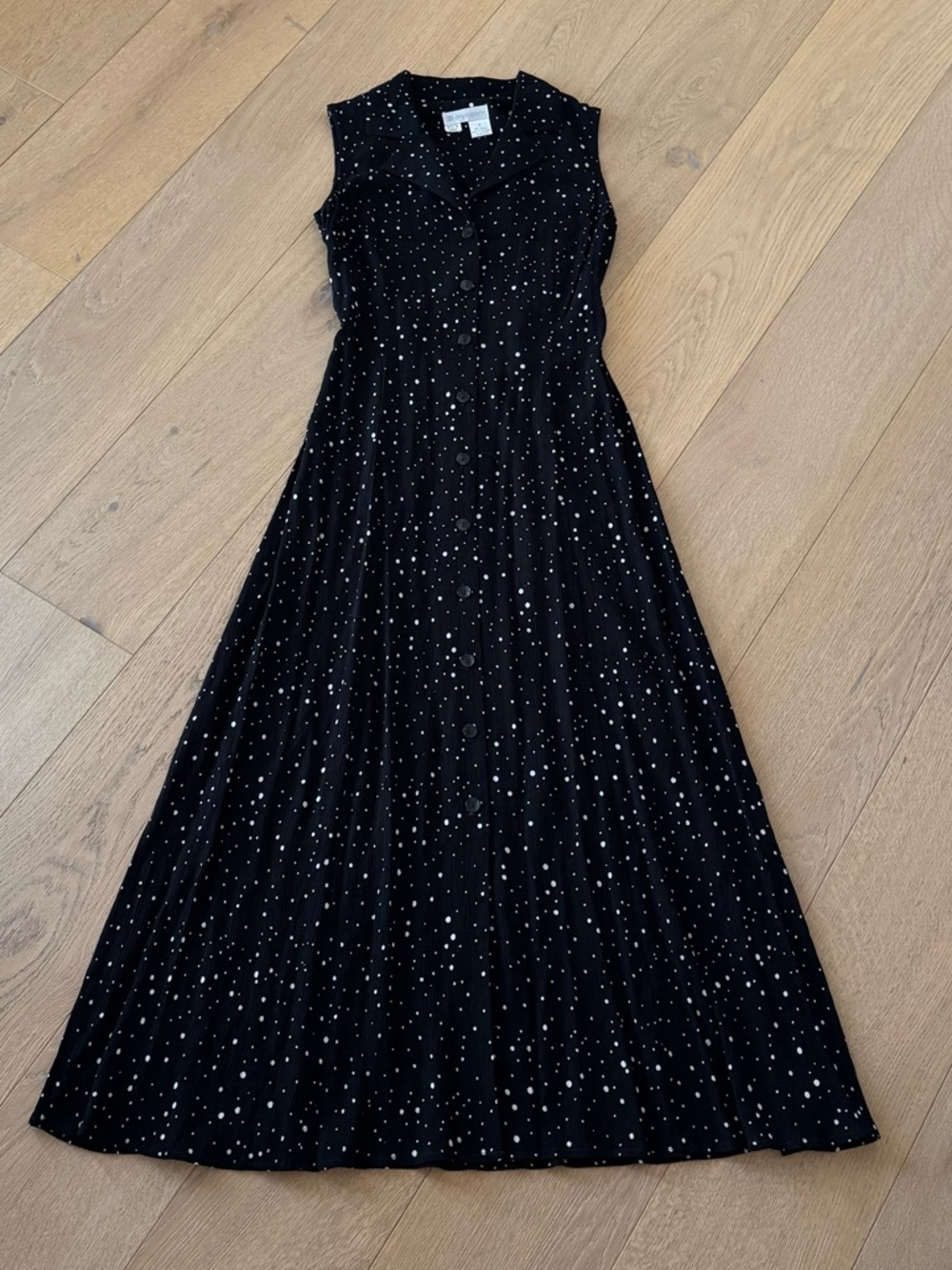 Dress Barn Black Mini Polka Dot Maxi Dress Size 4